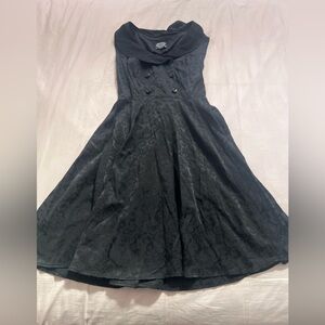 Hearts and Roses Black Jacquard Fit-and-Flare corset Dress